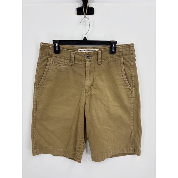 American Eagle Outfitters Other - American Eagle Men's Khaki Chino Longboard Shorts Button Pockets, Size 32